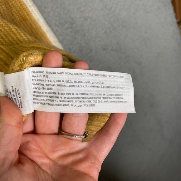 Abercrombie & Fitch womens yellow mock neck sweater stretch tight knit simple - Picture 5 of 9